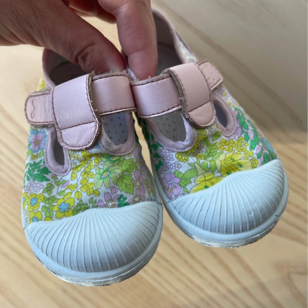 Jacadi Floral Toddler Sneakers with Pink and Green